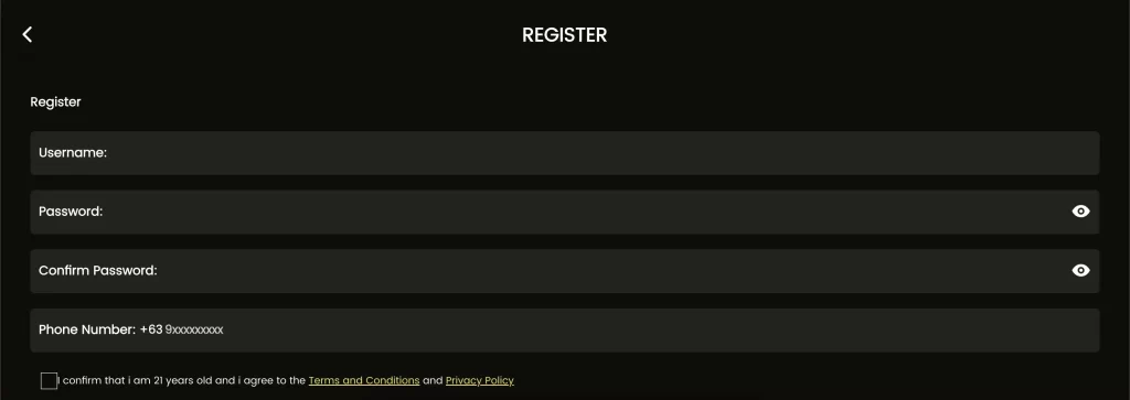 Mobile phone showing 888php download and login register screen
